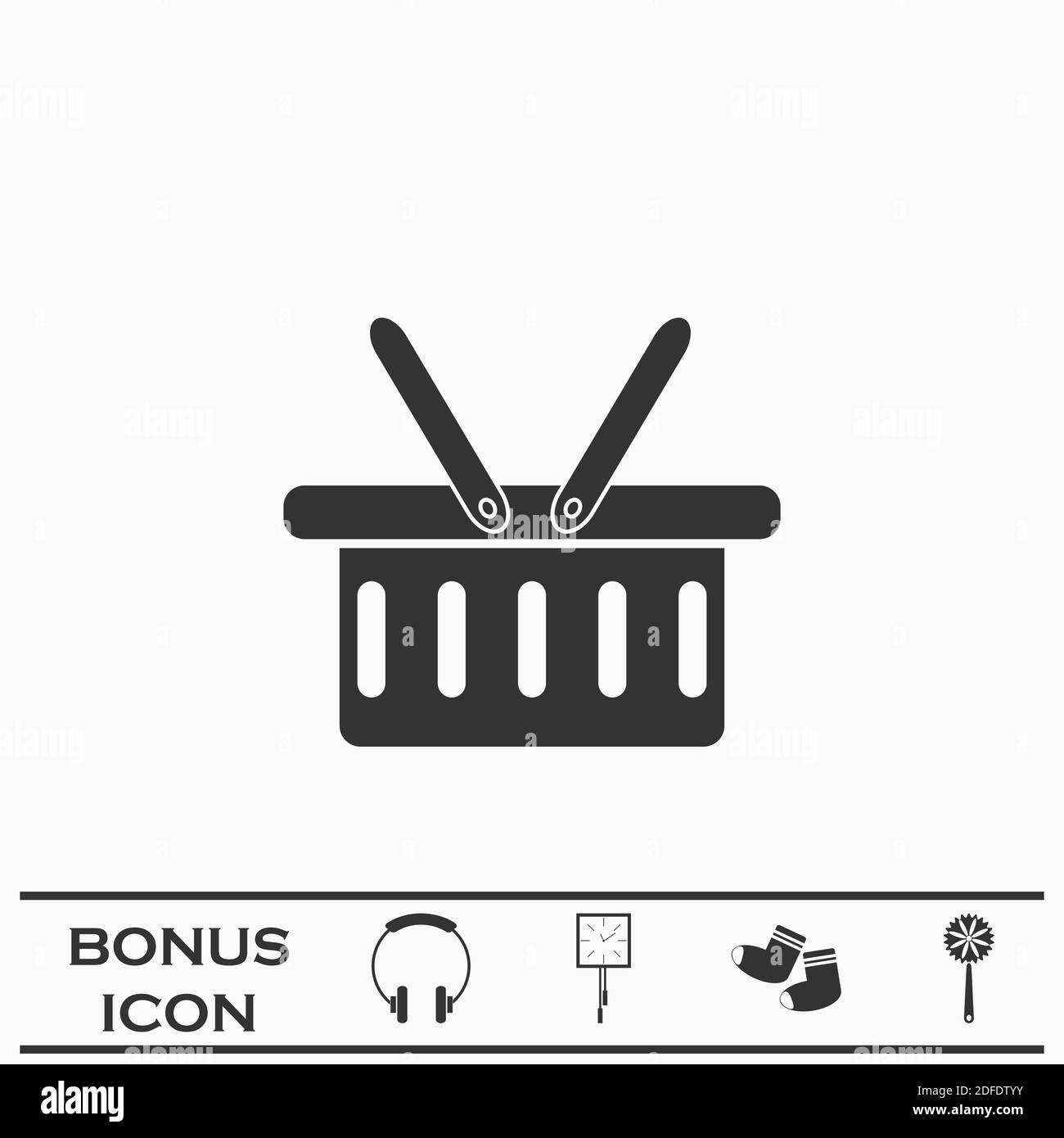 Warenkorbsymbol flach. Schwarzes Piktogramm auf weißem Hintergrund. Vektorgrafik Symbol und Bonus-Taste Stock Vektor