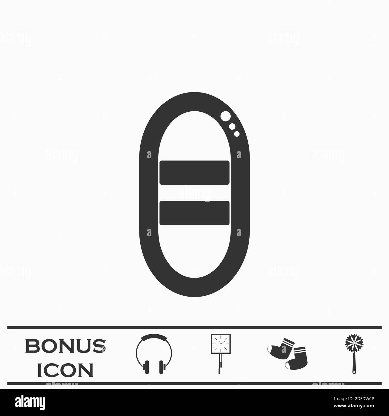 Boot Symbol flach. Schwarzes Piktogramm auf weißem Hintergrund. Vektorgrafik Symbol und Bonus-Taste Stock Vektor