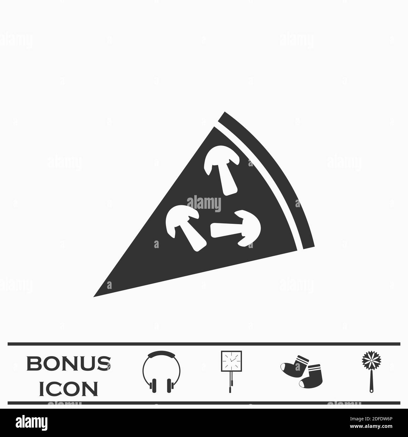 Pizza Icon flach. Schwarzes Piktogramm auf weißem Hintergrund. Vektorgrafik Symbol und Bonus-Taste Stock Vektor