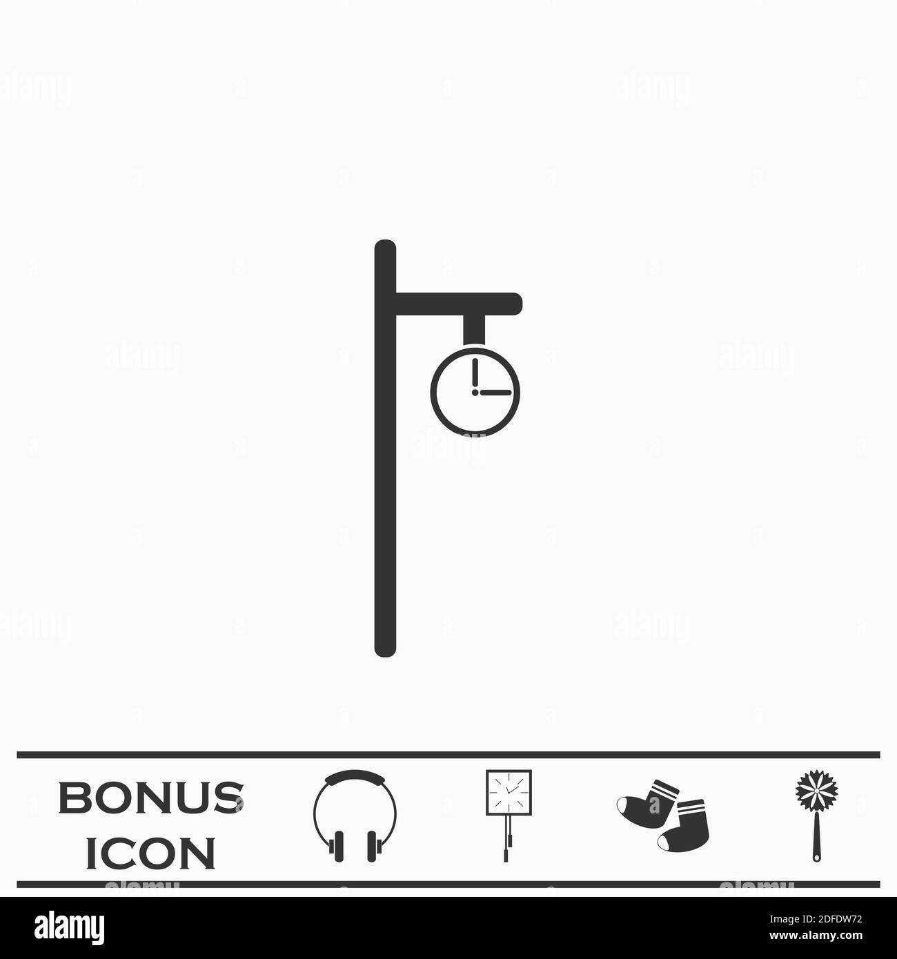 Straßenuhr Symbol flach. Schwarzes Piktogramm auf weißem Hintergrund. Vektorgrafik Symbol und Bonus-Taste Stock Vektor
