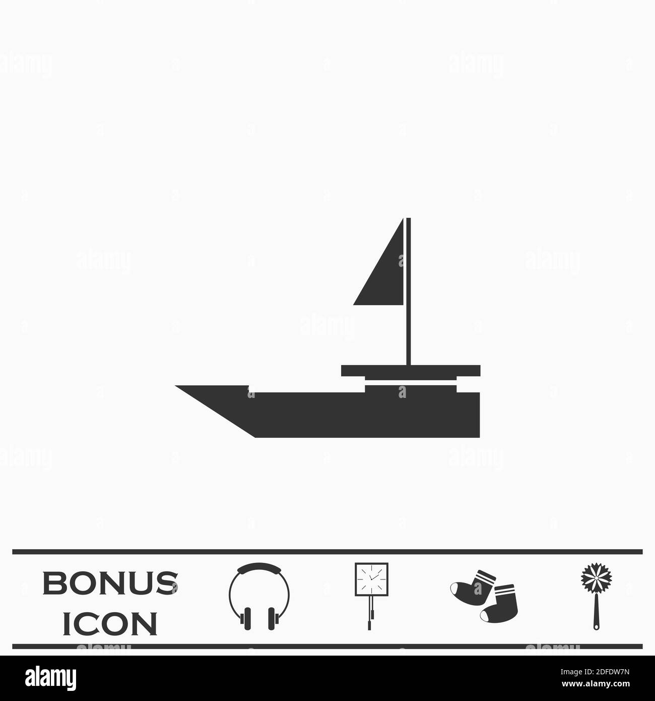 Yacht Boote Symbol flach. Schwarzes Piktogramm auf weißem Hintergrund. Vektorgrafik Symbol und Bonus-Taste Stock Vektor