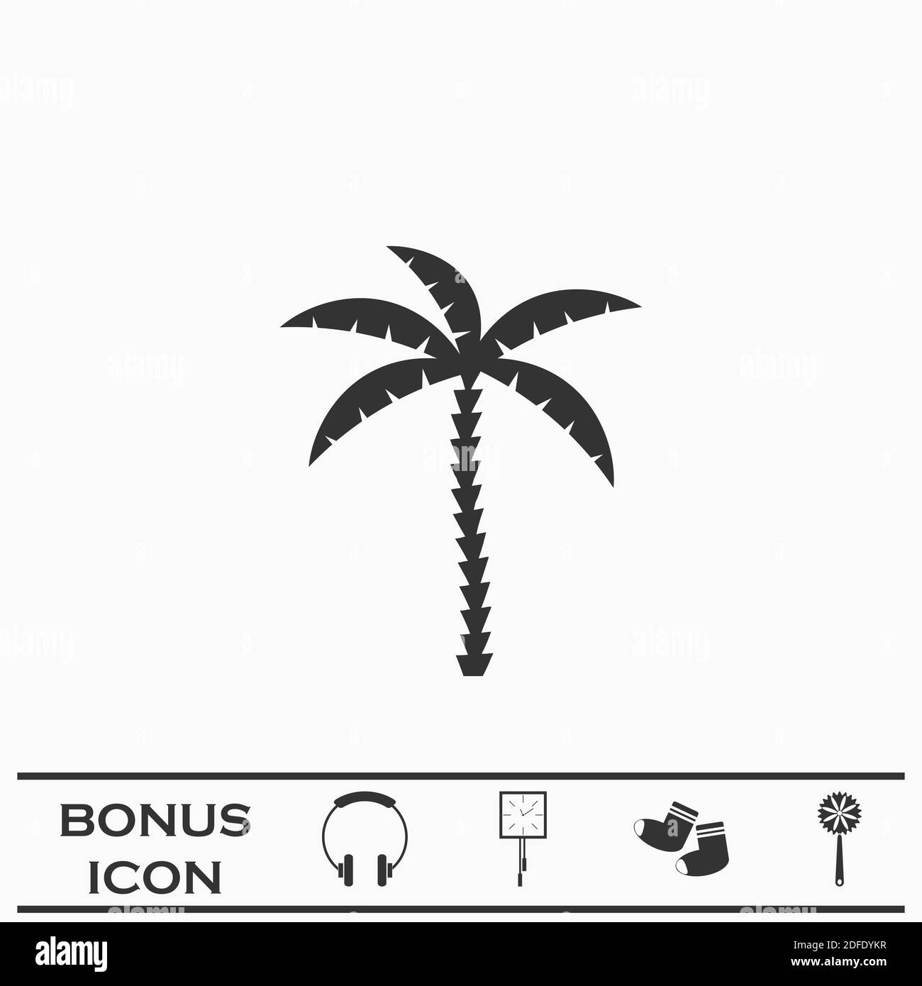 Kokospalme Symbol flach. Schwarzes Piktogramm auf weißem Hintergrund. Vektorgrafik Symbol und Bonus-Taste Stock Vektor