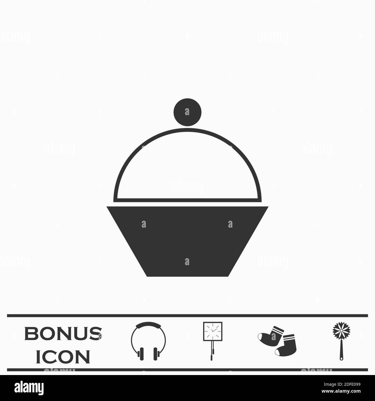 Cupcake-Symbol flach. Schwarzes Piktogramm auf weißem Hintergrund. Vektorgrafik Symbol und Bonus-Taste Stock Vektor