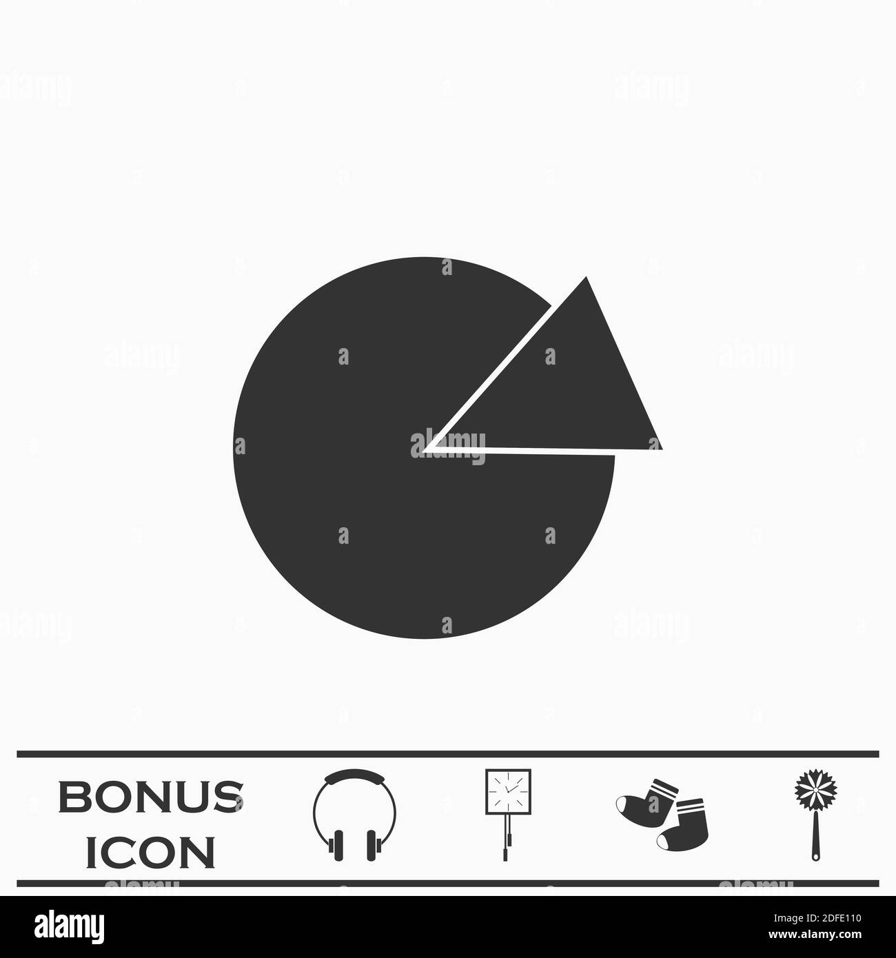 Tortendiagramm-Symbol flach. Schwarzes Piktogramm auf weißem Hintergrund. Vektorgrafik Symbol und Bonus-Taste Stock Vektor