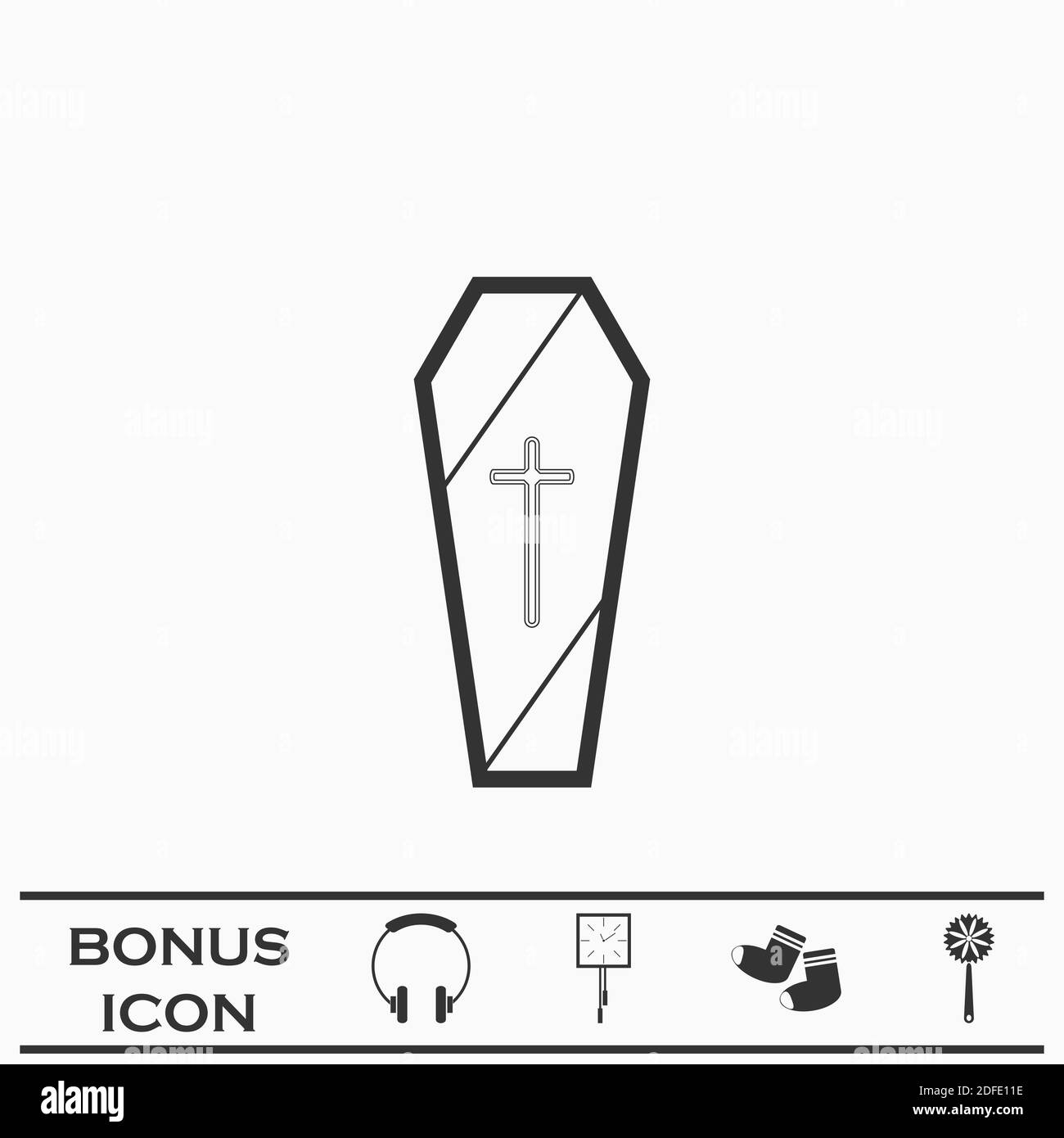 Sarg Ikone flach. Schwarzes Piktogramm auf weißem Hintergrund. Vektorgrafik Symbol und Bonus-Taste Stock Vektor