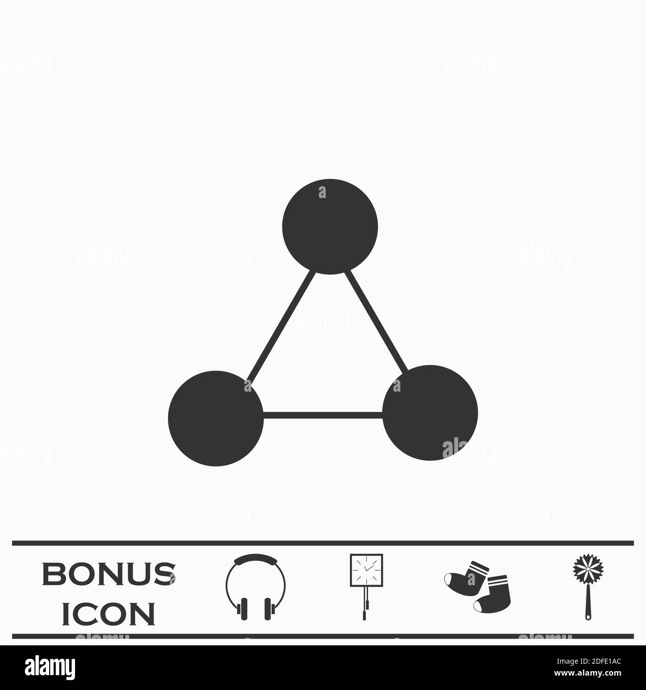 Molekül Symbol flach. Schwarzes Piktogramm auf weißem Hintergrund. Vektorgrafik Symbol und Bonus-Taste Stock Vektor