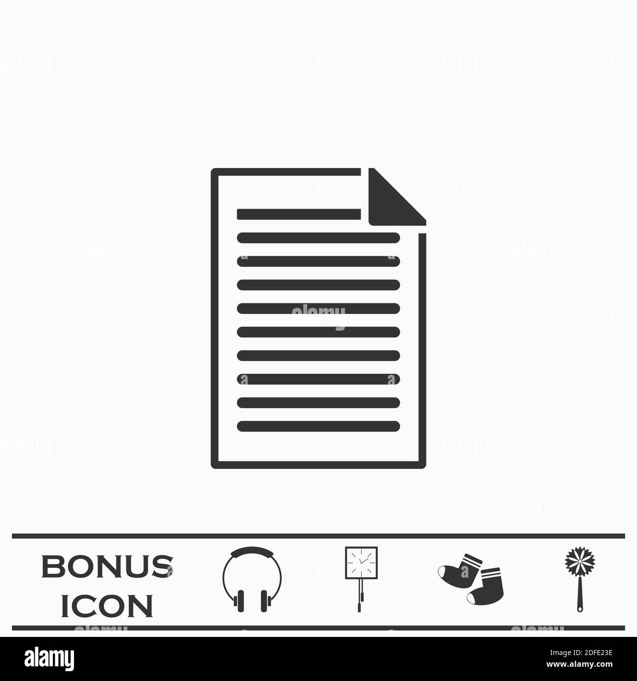 Dokumentsymbol flach. Schwarzes Piktogramm auf weißem Hintergrund. Vektorgrafik Symbol und Bonus-Taste Stock Vektor