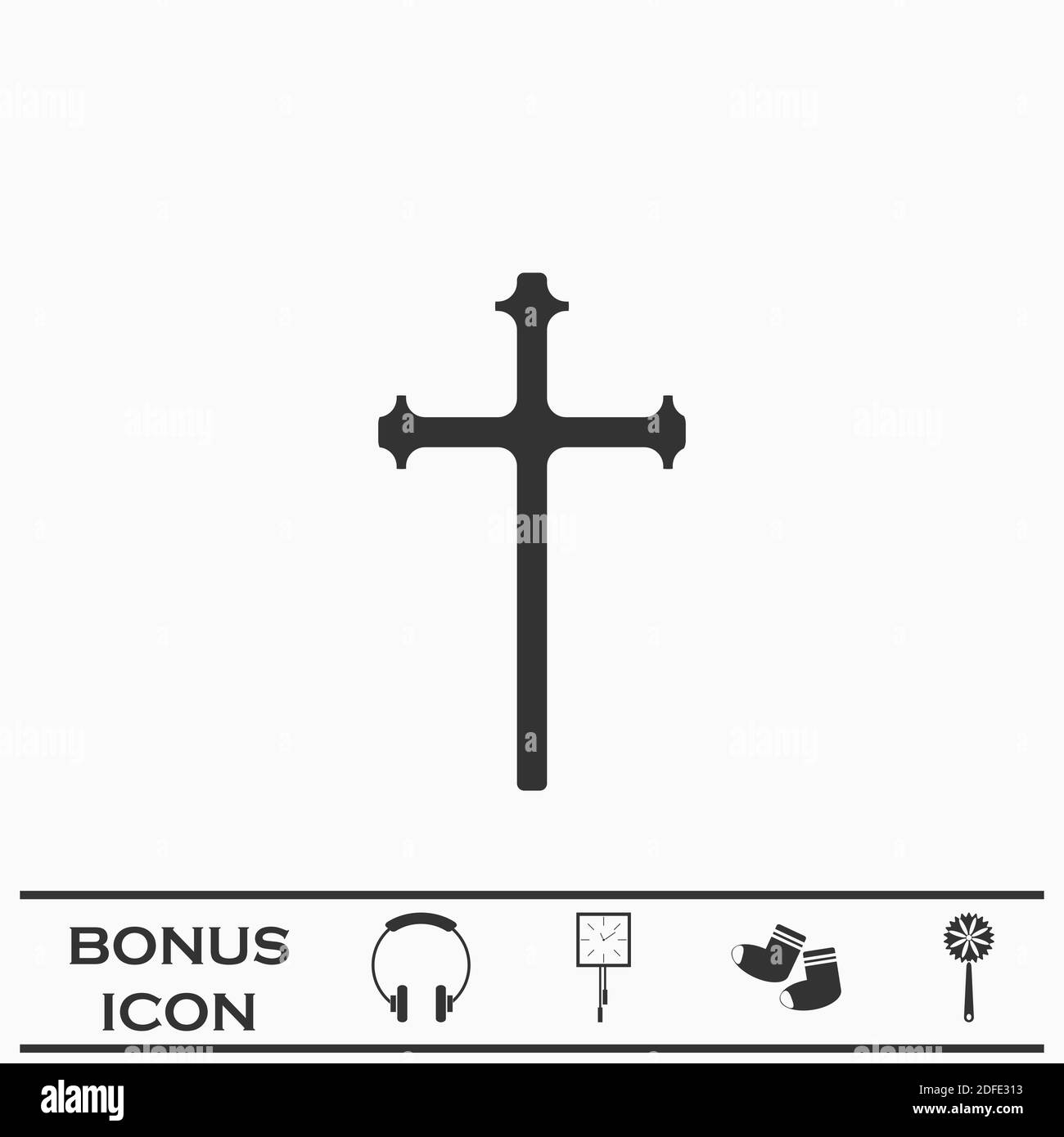 Religion Kreuz Symbol flach. Schwarzes Piktogramm auf weißem Hintergrund. Vektorgrafik Symbol und Bonus-Taste Stock Vektor