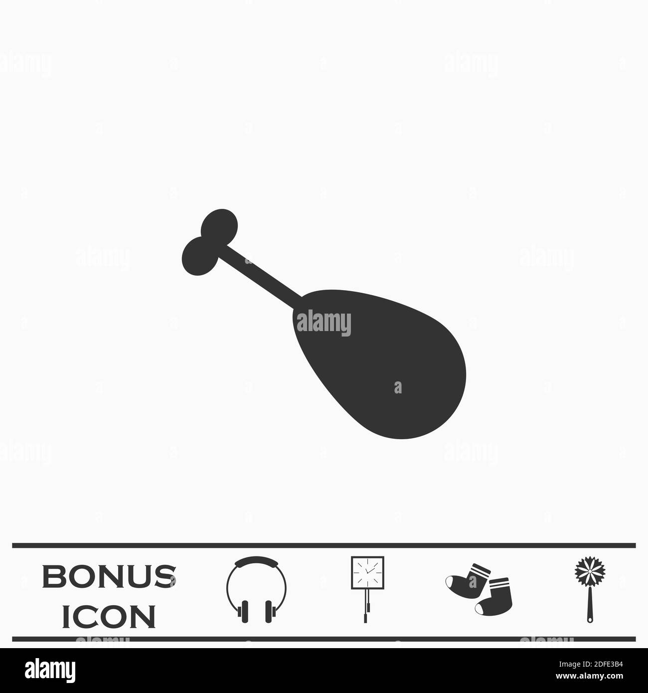 Geröstetes Hähnchenbein Symbol flach. Schwarzes Piktogramm auf weißem Hintergrund. Vektorgrafik Symbol und Bonus-Taste Stock Vektor