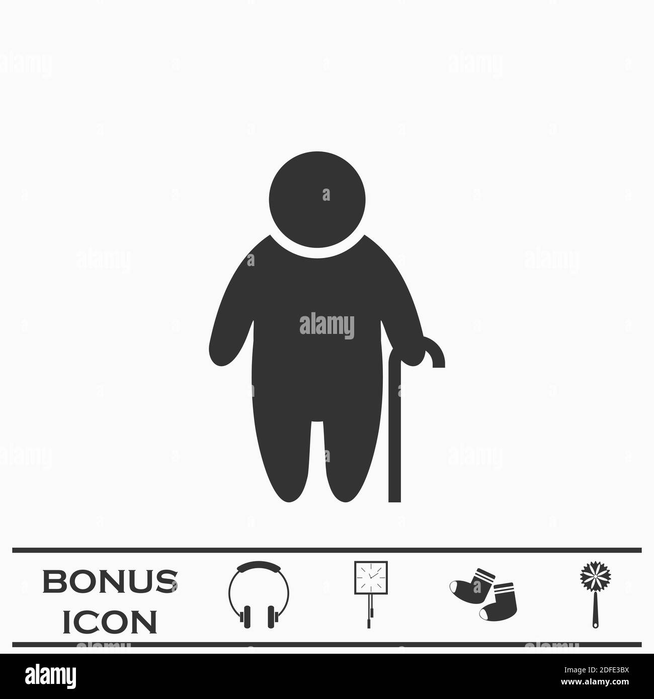 Alte Mann Ikone flach. Schwarzes Piktogramm auf weißem Hintergrund. Vektorgrafik Symbol und Bonus-Taste Stock Vektor
