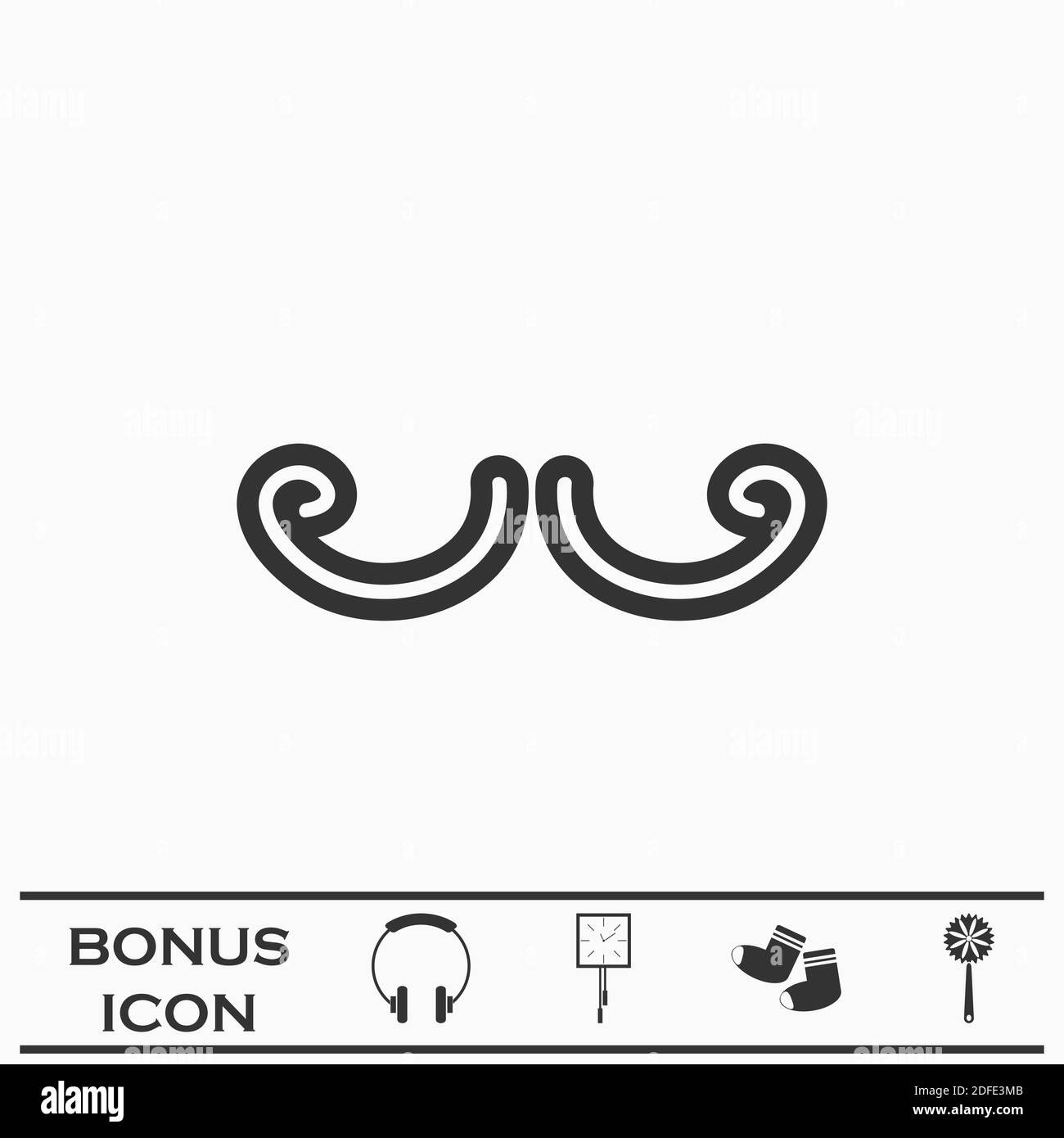 Schnurrbart Symbol flach. Schwarzes Piktogramm auf weißem Hintergrund. Vektorgrafik Symbol und Bonus-Taste Stock Vektor