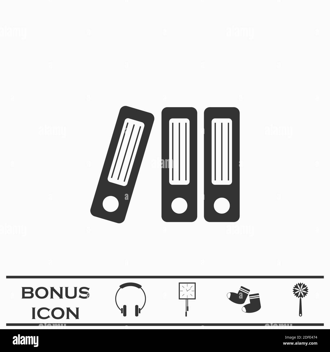 Ordnersymbol flach. Schwarzes Piktogramm auf weißem Hintergrund. Vektorgrafik Symbol und Bonus-Taste Stock Vektor