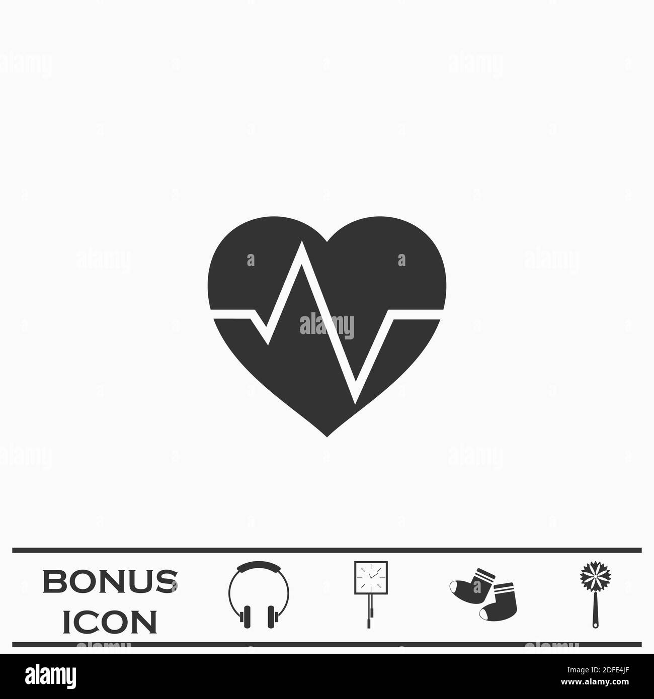 EKG-Symbol flach. Schwarzes Piktogramm auf weißem Hintergrund. Vektorgrafik Symbol und Bonus-Taste Stock Vektor