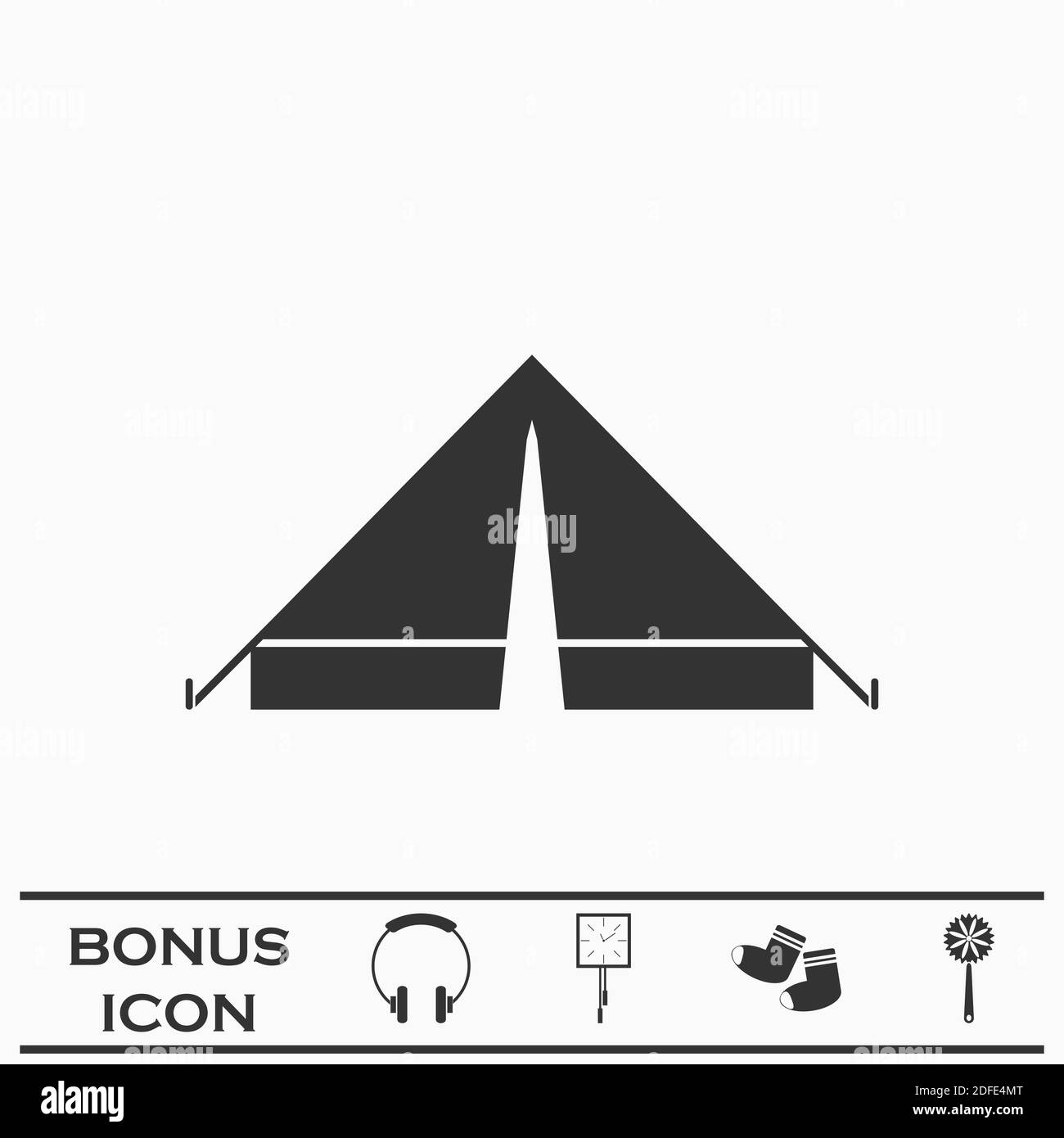 Zelt Symbol flach. Schwarzes Piktogramm auf weißem Hintergrund. Vektorgrafik Symbol und Bonus-Taste Stock Vektor