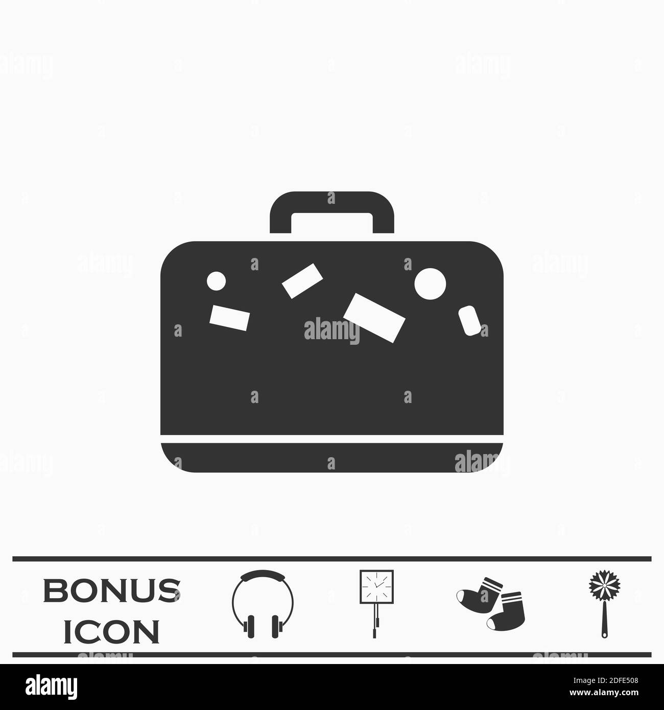 Reisetasche Symbol flach. Schwarzes Piktogramm auf weißem Hintergrund.  Vektorgrafik Symbol und Bonus-Taste Stock-Vektorgrafik - Alamy