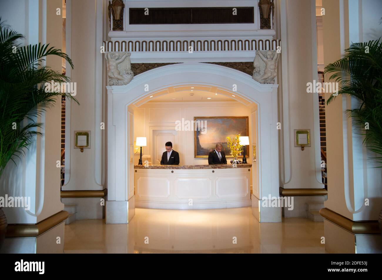 Lobby und Check-in, Peninsula Hotel, Kowloon District, Hongkong, China Stockfoto