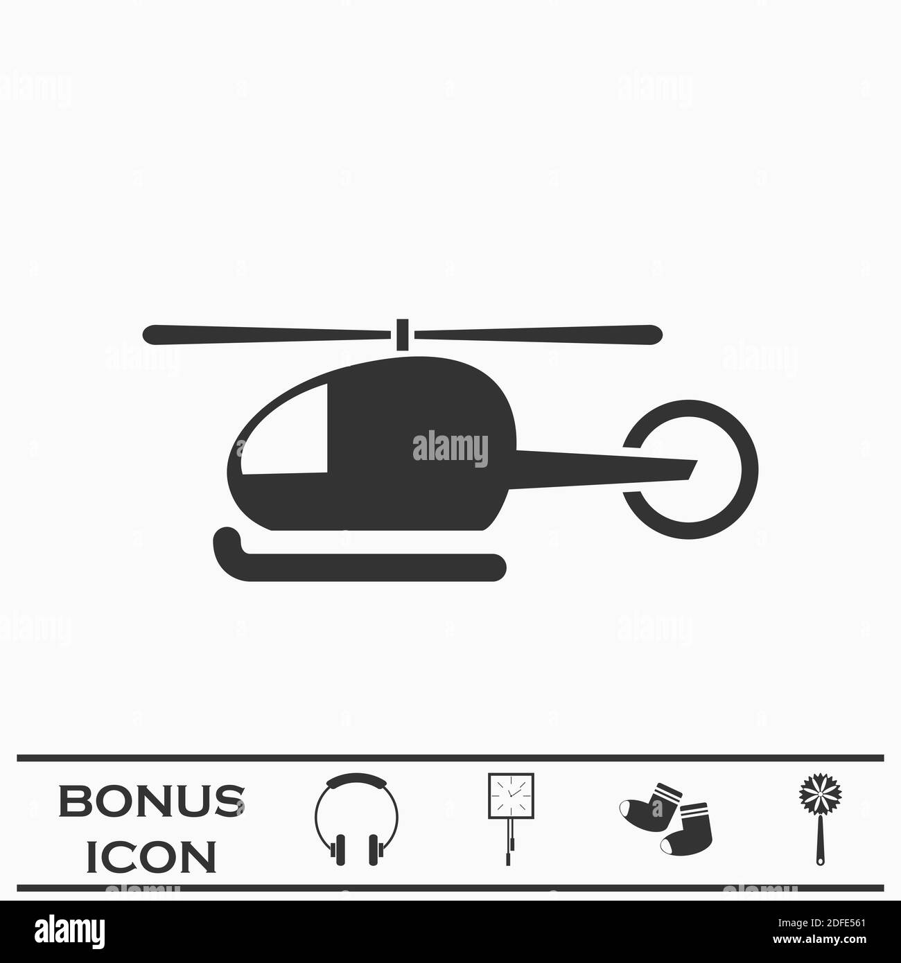 Hubschrauber Symbol flach. Schwarzes Piktogramm auf weißem Hintergrund. Vektorgrafik Symbol und Bonus-Taste Stock Vektor