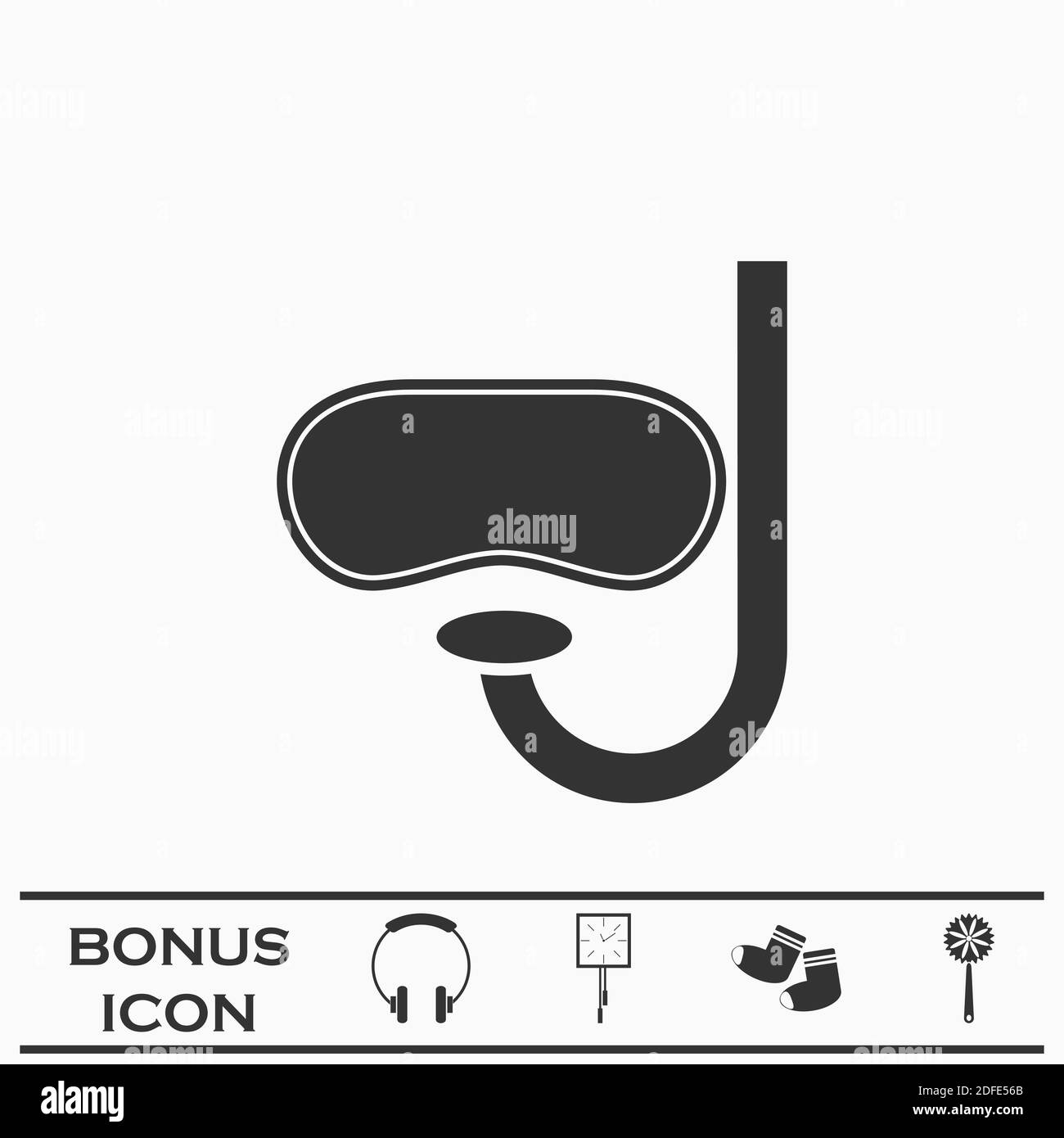 Symbol für Schwimmmaske flach. Schwarzes Piktogramm auf weißem Hintergrund. Vektorgrafik Symbol und Bonus-Taste Stock Vektor