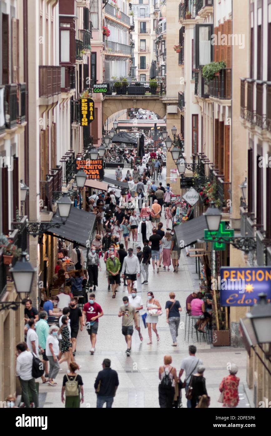 Parte vieja (Altstadt) in San Sebastian, Guipúzcoa. Stockfoto