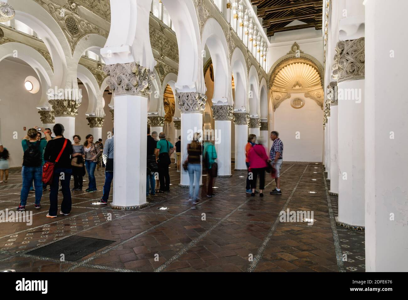 Toledo, Spanien - Oktober 13, 2017: Innenansicht von Santa Maria la Blanca Synagoge. Es war unter den christlichen Königreich Kastilien durch den Islam gebaut Stockfoto