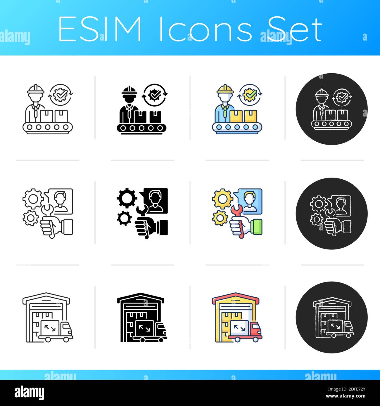 Entrepreneurship Industrie Symbole gesetzt Stock Vektor