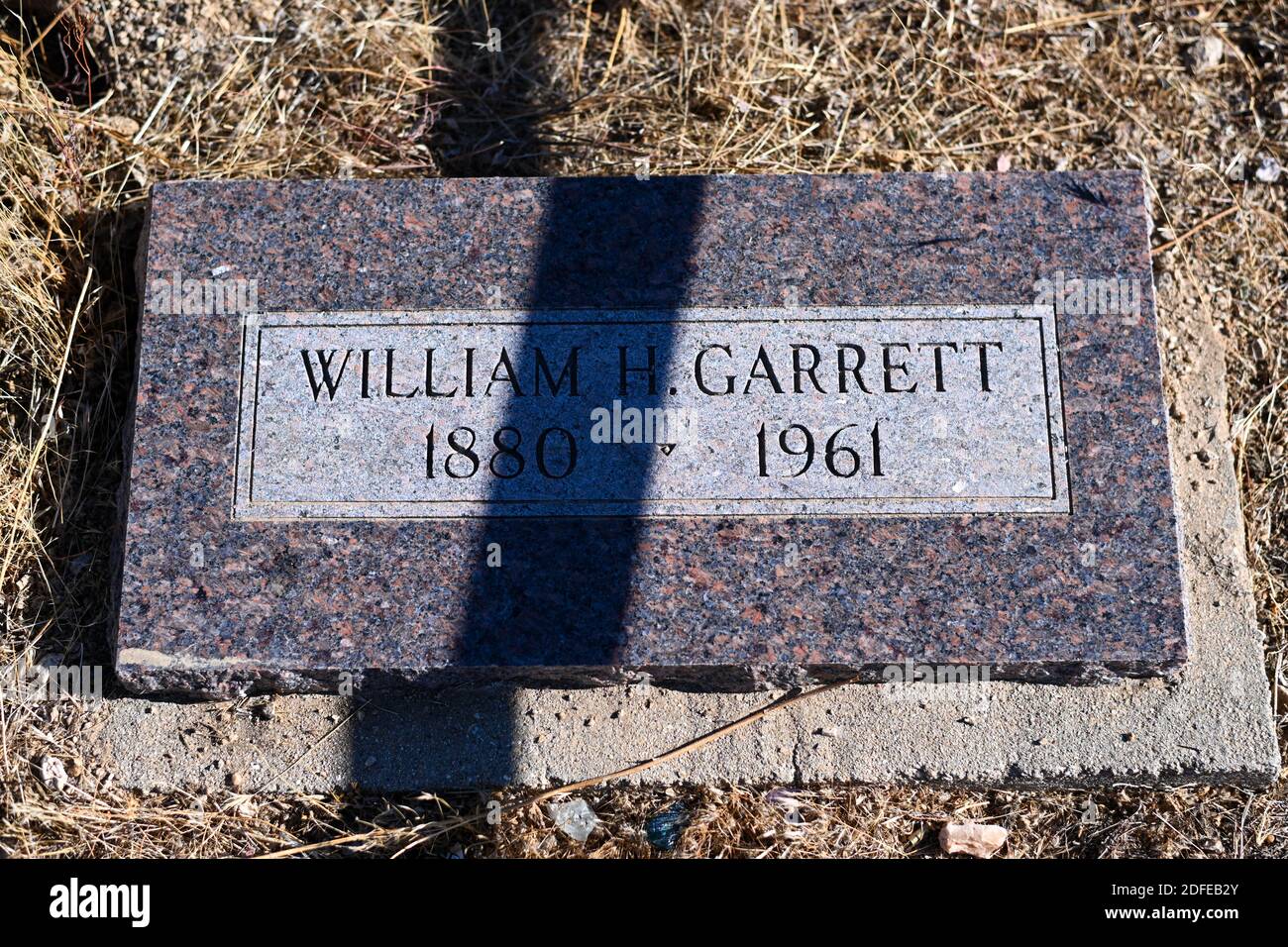 Grabstätte für William H. Garrett auf der Gold Butte Townsite, in der Nähe des Gold Butte National Monument, Dienstag, 10. November 2020, in der Nähe von Mesquite, Nev. (Dylan Stockfoto