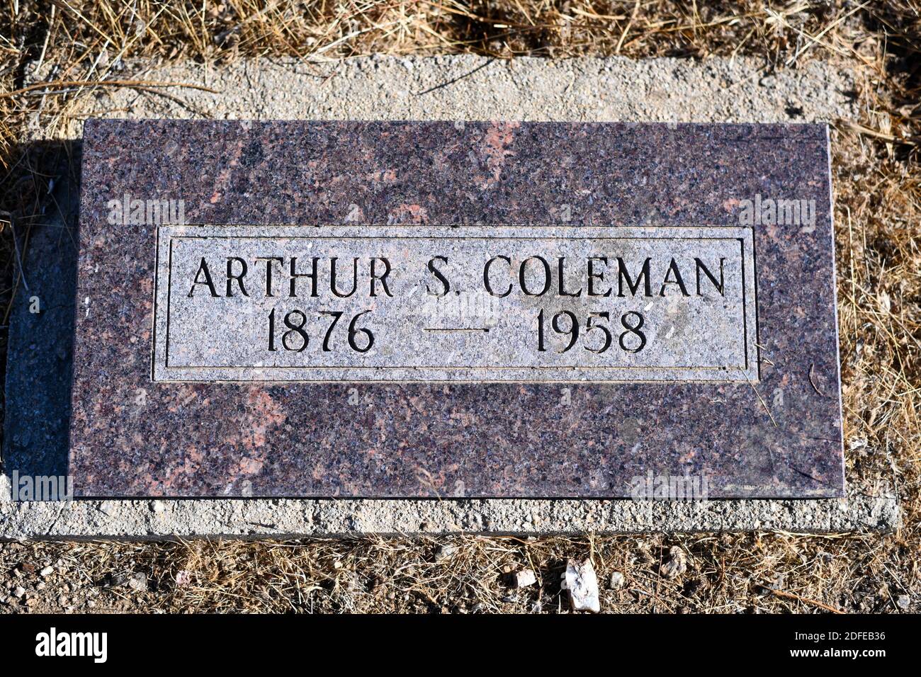 Grabstätte für Arthur S. Coleman auf der Gold Butte Townsite, in der Nähe des Gold Butte National Monument, Dienstag, 10. November 2020, in der Nähe von Mesquite, Nev. (Dylan Stockfoto