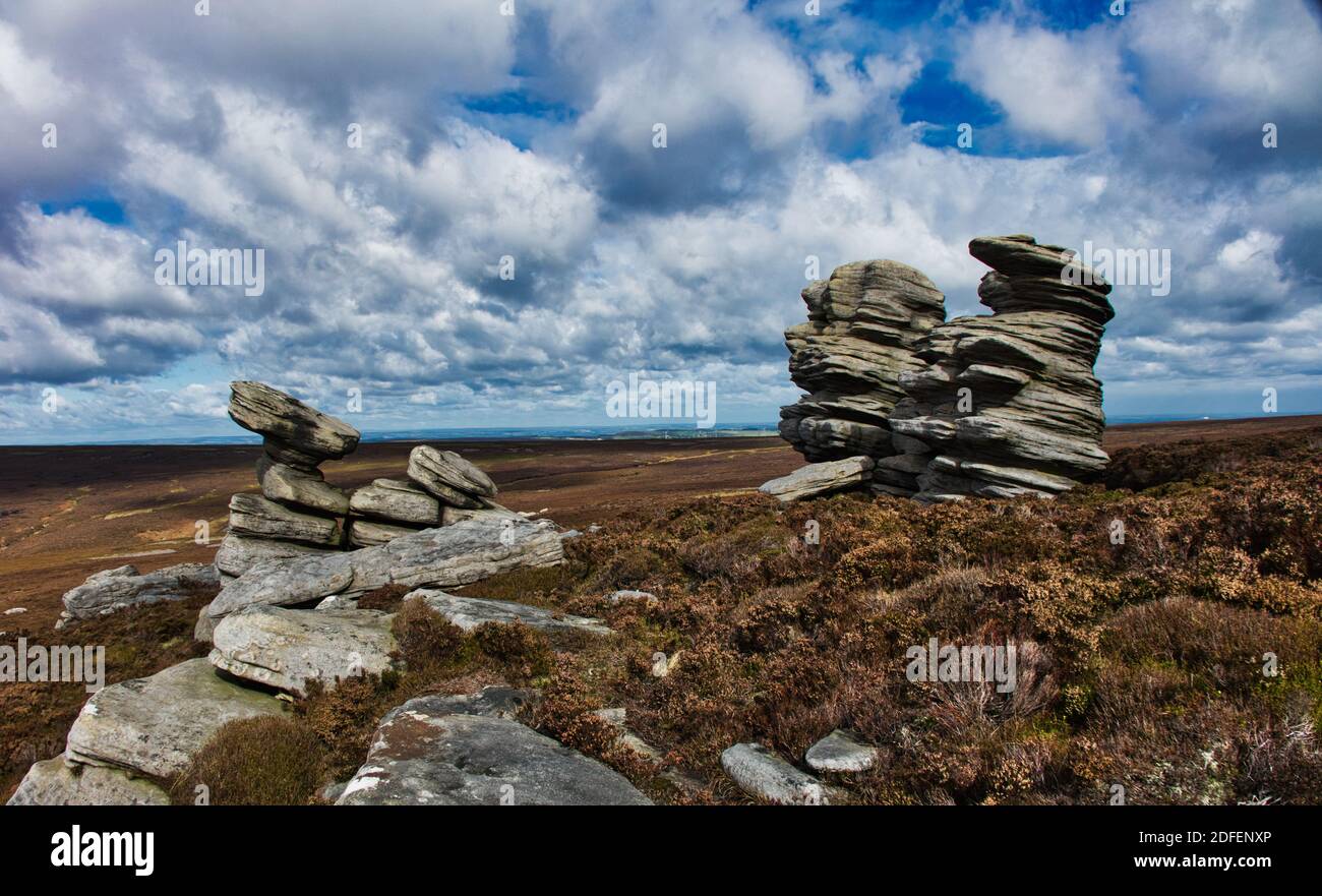 The Crow Stones, Bleaklow. North Derbyshire. South Yorkshire. Moorland. Stockfoto