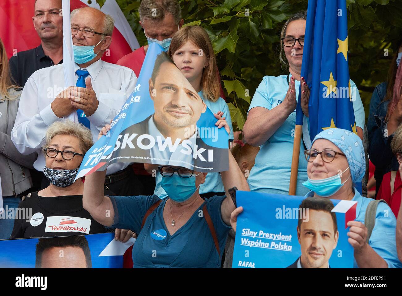 Präsidentschaftskandidat Rafal Trzaskowski im Wahlkampf in Ciechanow, Polen, 9. Juli 2020. Foto von Hubert Mathis/Zuma Wire/ABACAPRESS.COM Stockfoto