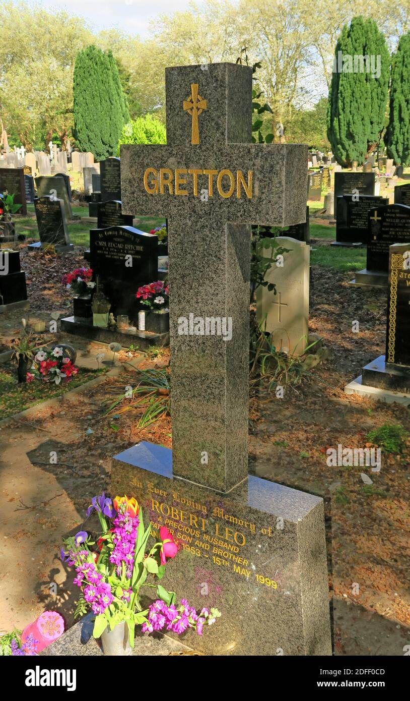 Robert Leo Gretton, Rob Gretton Grave, Southern Cemetery, Barlow Moor Road, Manchester, Nordwestengland, Großbritannien, M21 Stockfoto