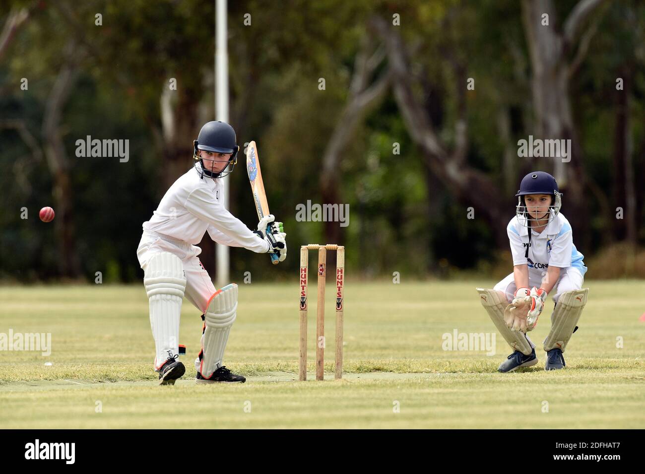 Die Benalla Bushrangers unter 12 Jahren nehmen an den Wangaratta Colts in Benalla Teil. Australien Stockfoto