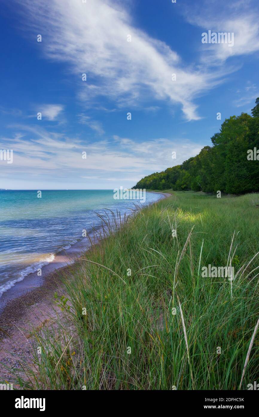 Ufer des Lake Michigan in der Port Oneida Gegend von Sleeping Bear Dunes National Lakeshore, Leelanau, Michigan, USA Stockfoto