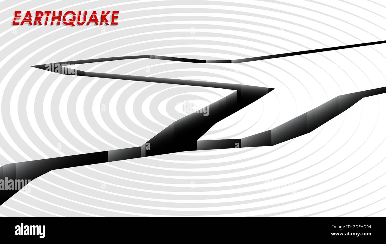 Banner A4 Erdbeben. Erdbebenschocks. Erhöhte seismische Aktivität. Vektorhintergrund Stock Vektor