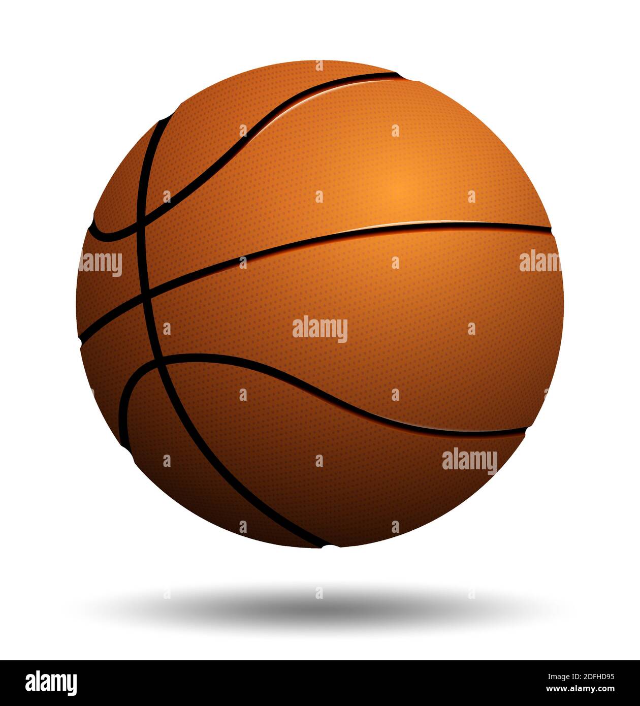 Realistischer Sportball für Basketball auf weißem Hintergrund. Teamsport. Isolierter Vektor Stock Vektor