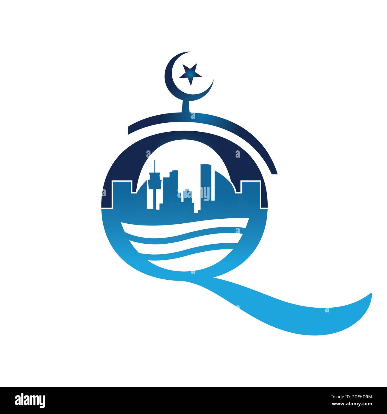 islamisches Zentrum Gebäude moslem Zentrum Moschee Logo Design Grafikkonzept vektor Stock Vektor