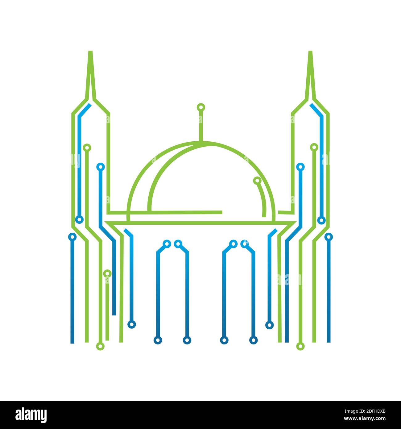 islamisches Zentrum Gebäude moslem Zentrum Moschee Logo Design Grafikkonzept vektor Stock Vektor