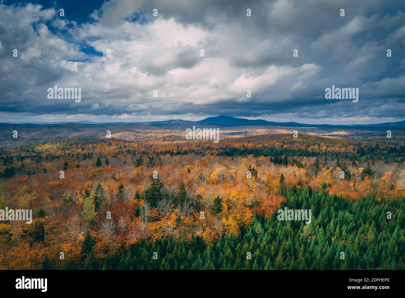 Blick auf Berge und Wald bei Abbot im Norden Woods of Maine Stockfoto