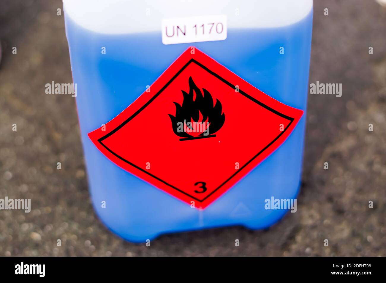 Frostschutzmittel - Warnschild für brennbare Stoffe Stockfoto