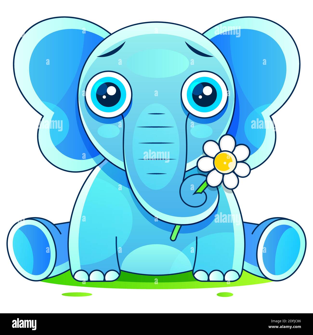 Niedliches Baby Elefant Cartoon sitzend Stock Illustration auf EINEM Hintergrund. Für Design, Dekoration Stock Vektor