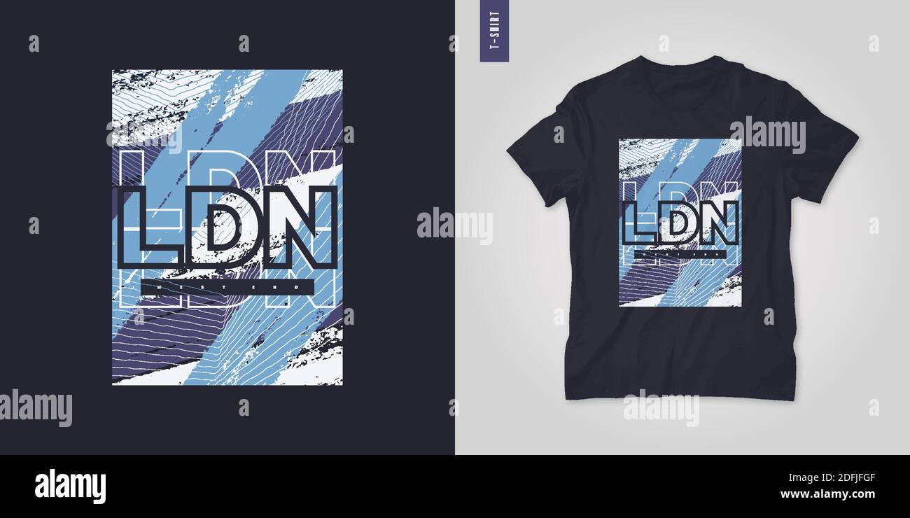 London. Abstraktes geometrisches T-Shirt Vektor-Design, Poster, Druck, Vorlage Stock Vektor