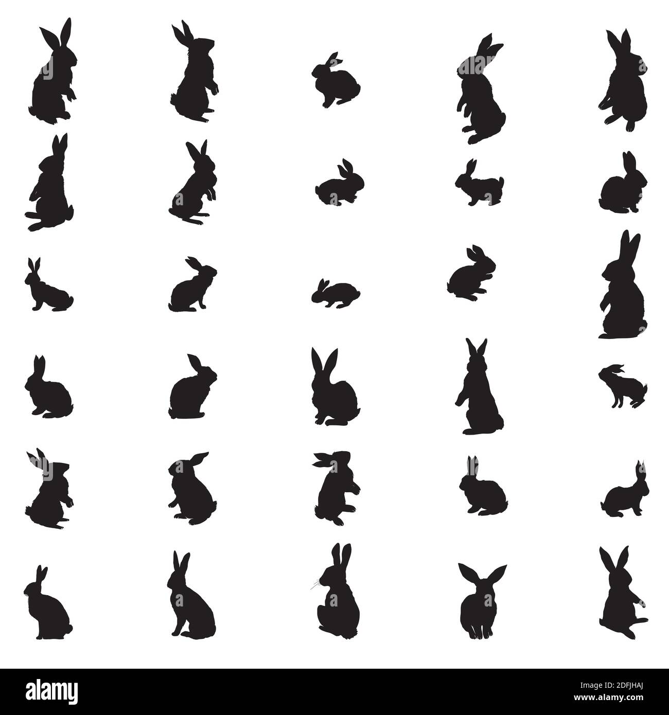 Set Kaninchen und Hase Ostern Silhouette. Vektorgrafik Stock Vektor