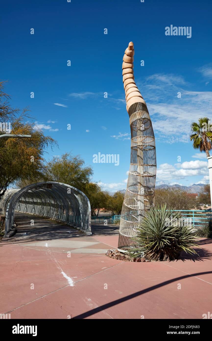Schwanz der Diamondback Rattlesnake pededstrian Brücke, Tucson, Arizona Stockfoto