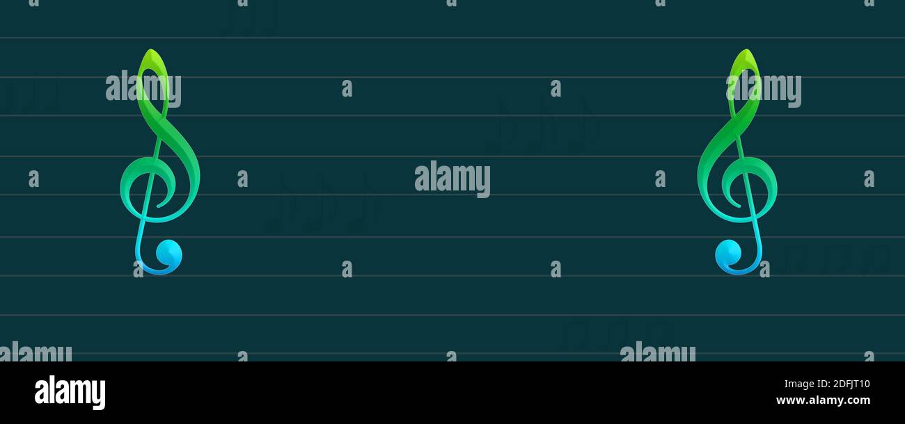 Melodie musikalischen Hintergrund, blau einfache abstrakt mit Noten Zeichen. Bunte Tonzeichen mit künstlerischen musikalischen Linien Stockfoto