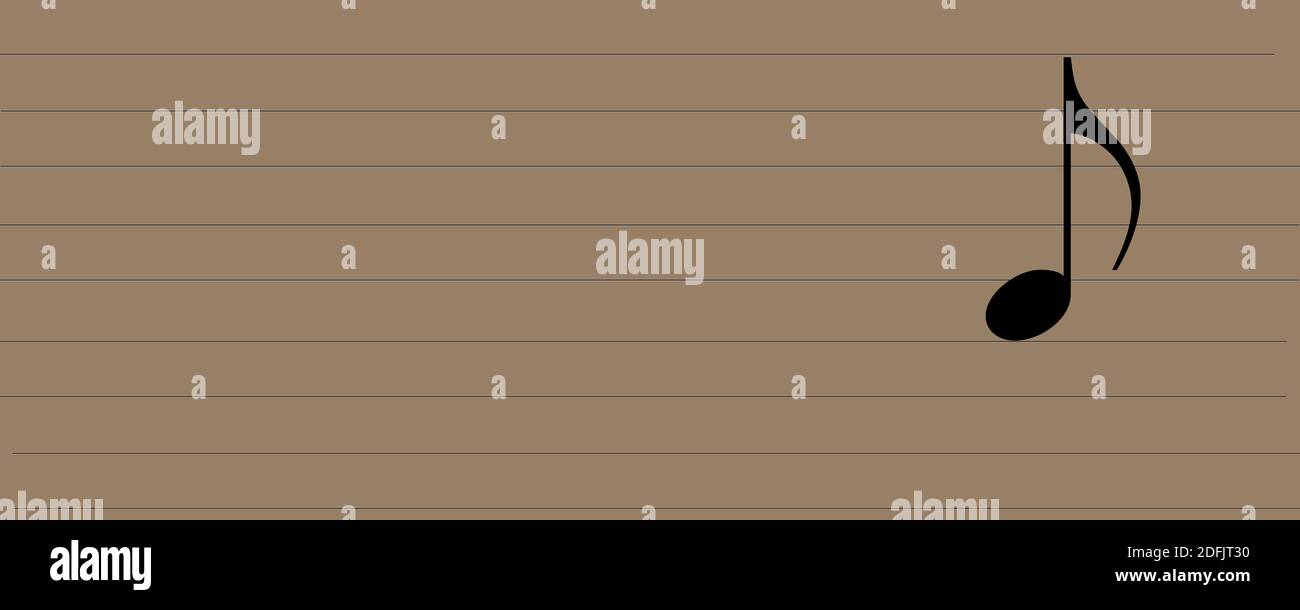Musikalische Wand-Hintergrund mit Copy Space. Musiknotensymbol und Liedzeile, liniert abstrakt für Musik-Konzept Stockfoto