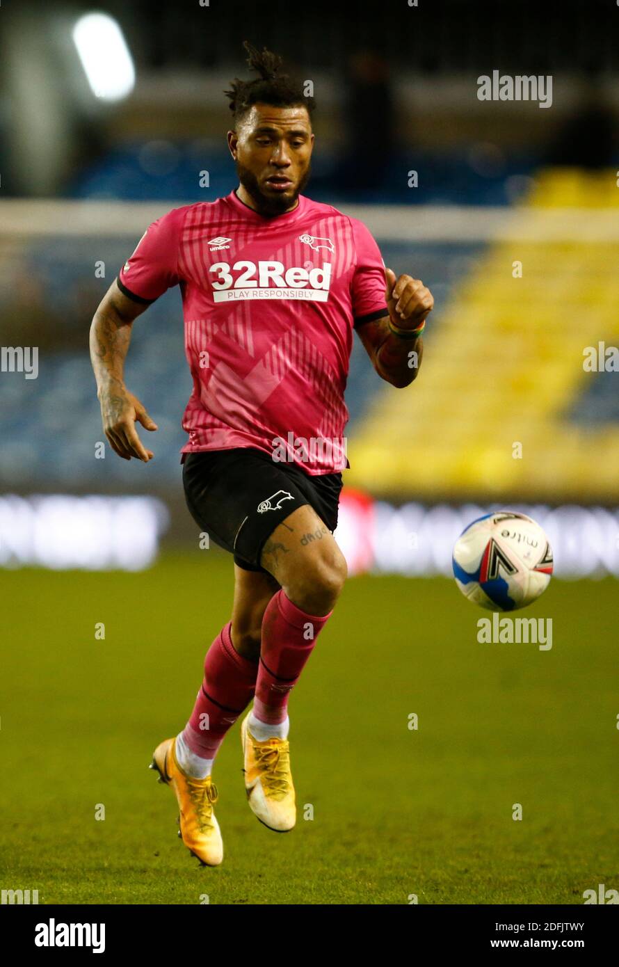 LONDON, Vereinigtes Königreich, DEZEMBER 05: Colin Kazim-Richards von Derby County während der Sky Bet Championship zwischen Millwall und Derby County im Den Stadium, London am 05. Dezember, 2020 Credit: Action Foto Sport/Alamy Live News Stockfoto