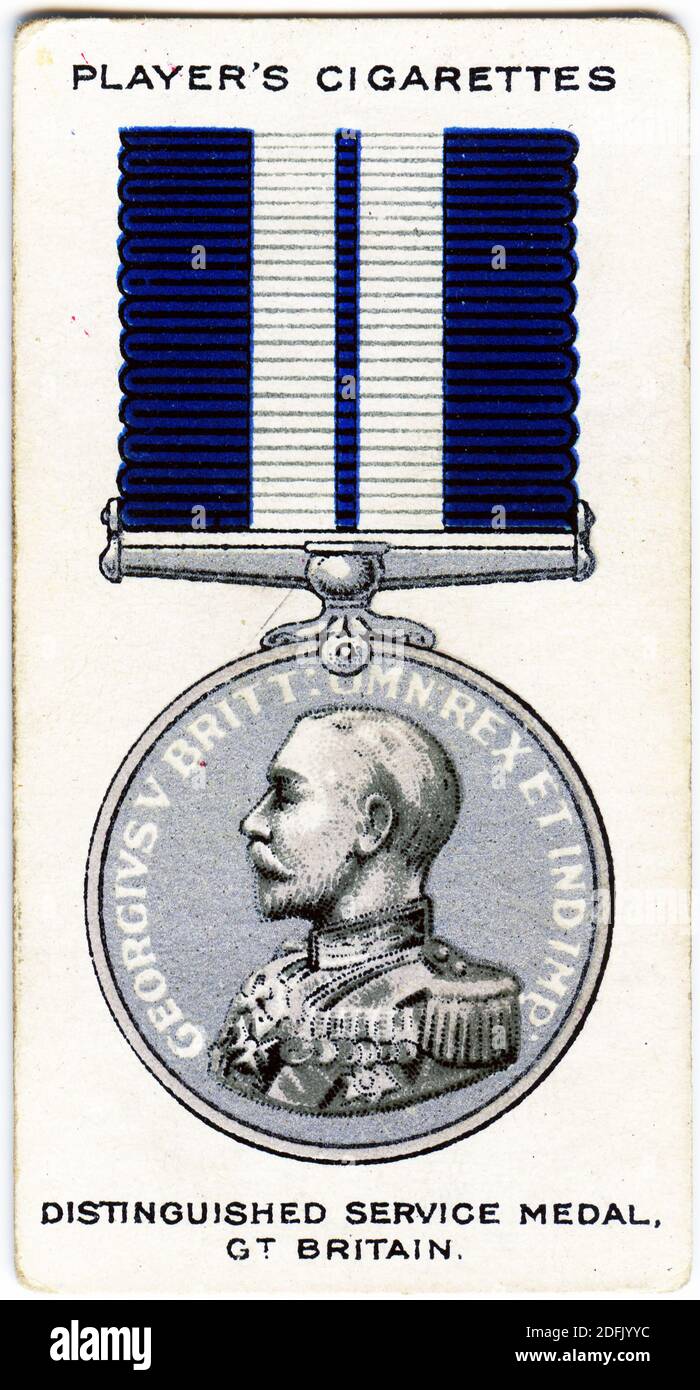 Zigarettenkarte der Distinguished Service Medal, Großbritannien Stockfoto