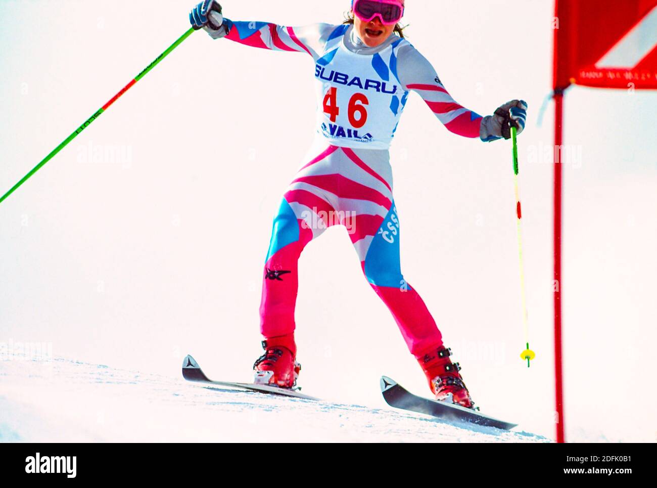 Lucia Medzihradsk (CZE) bei den Alpinen Ski-Weltmeisterschaften 1989. Stockfoto