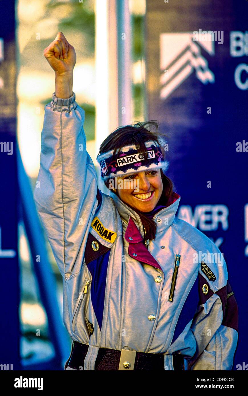 Tamara McKinney (USA) bei den Alpinen Ski-Weltmeisterschaften 1989. Stockfoto