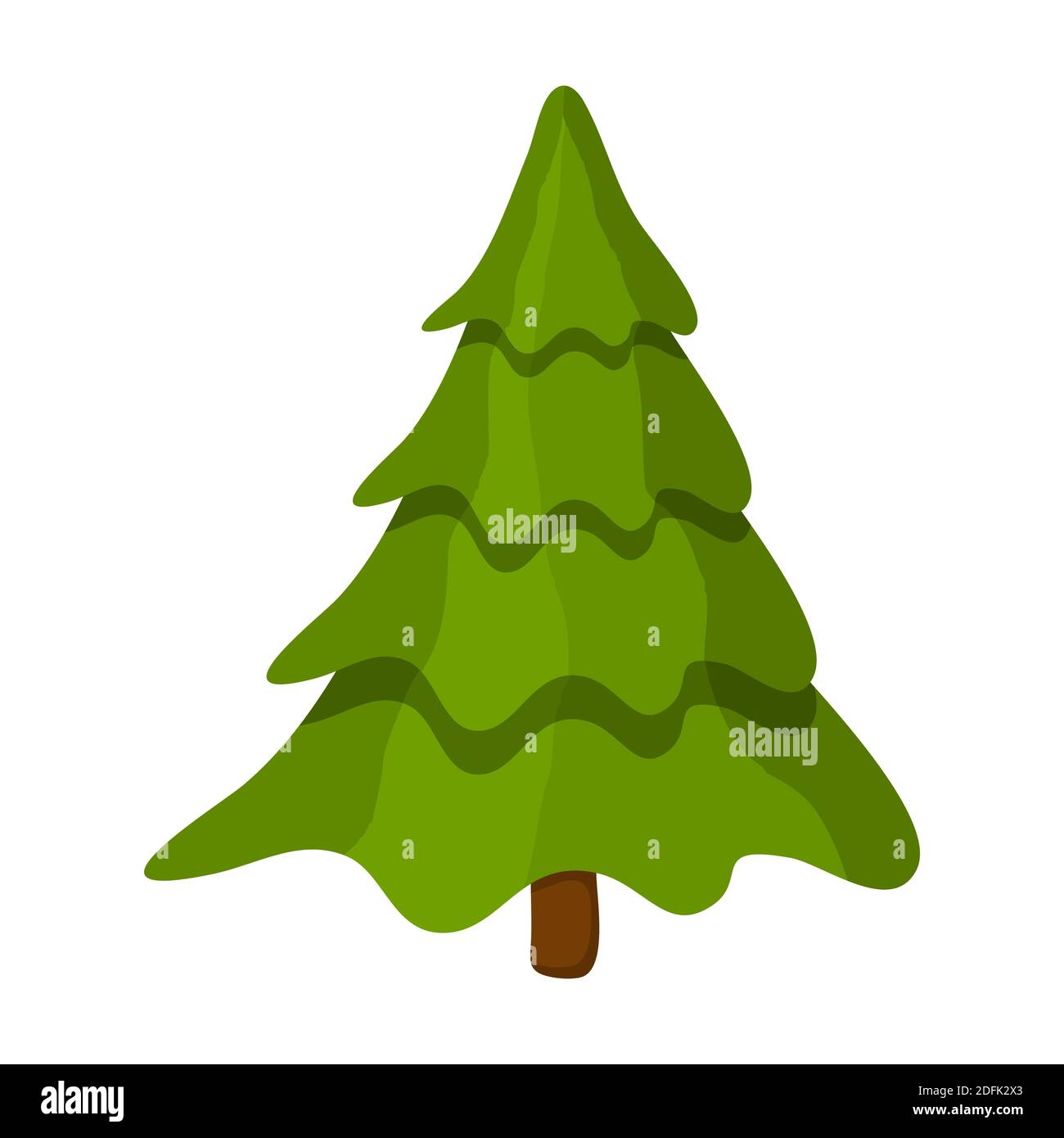 Kiefernbaum Cartoon Illustration isoliert auf weiß. Vektor Tannenbaum Design für weihnachten. Leerer weihnachtsbaum. Vorlage für Weihnachtssymbole. Traditioneller Wein Stock Vektor
