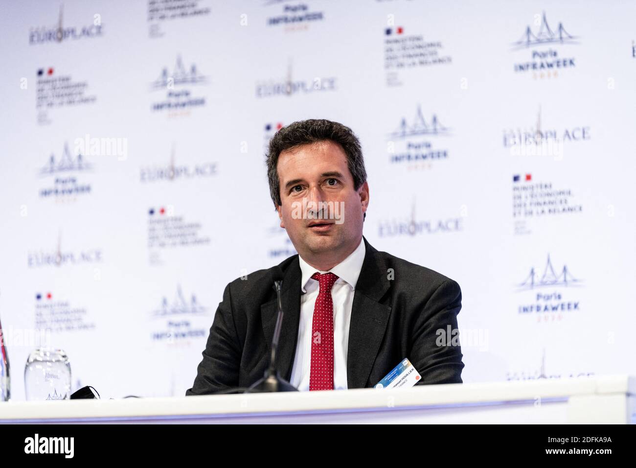 Pierre Emmanuel Houillier, Managing Director HSBC France, während des Eröffnungstages der Paris Infraweek 2020 im Ministerium für Wirtschaft, Finanzen und Reflation bei Bercy. Paris, Frankreich, 5. Oktober 2020. Foto von Daniel Derajinksi/ABACAPRESS.COM Stockfoto